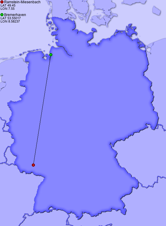 Distance from Ramstein-Miesenbach to Bremerhaven - Places-in ...