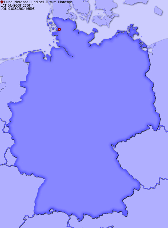 Location of Lund, Nordsee;Lund bei Husum, Nordsee in Germany -  Places-in-Germany.com