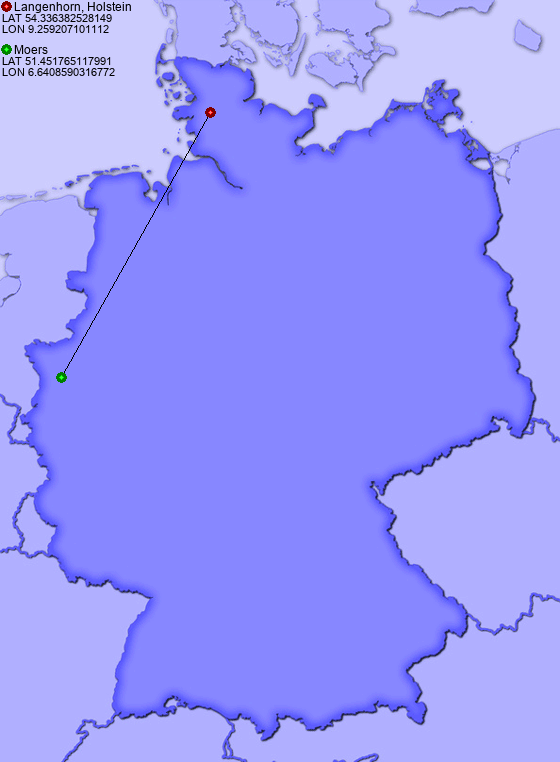 Distance from Langenhorn, Holstein to Moers