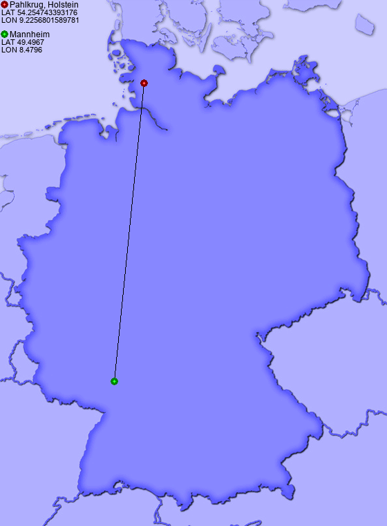 Distance from Pahlkrug, Holstein to Mannheim