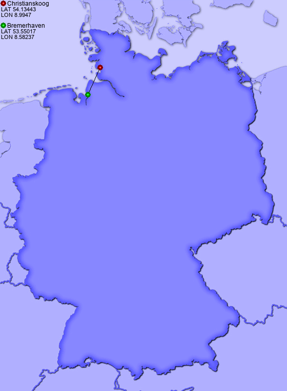 Distance from Christianskoog to Bremerhaven