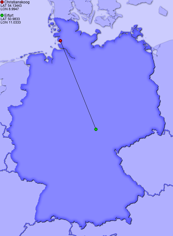Distance from Christianskoog to Erfurt