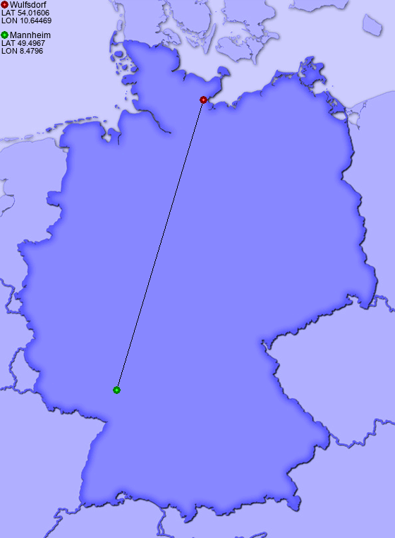 Distance from Wulfsdorf to Mannheim