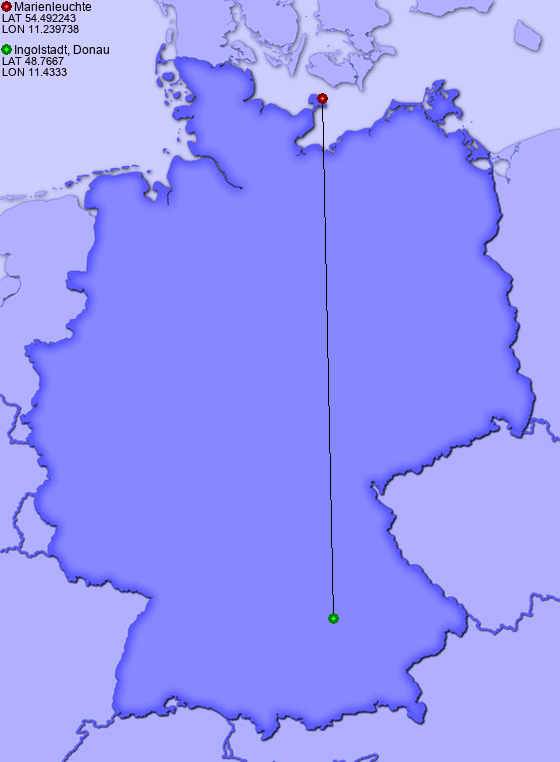 Distance from Marienleuchte to Ingolstadt, Donau