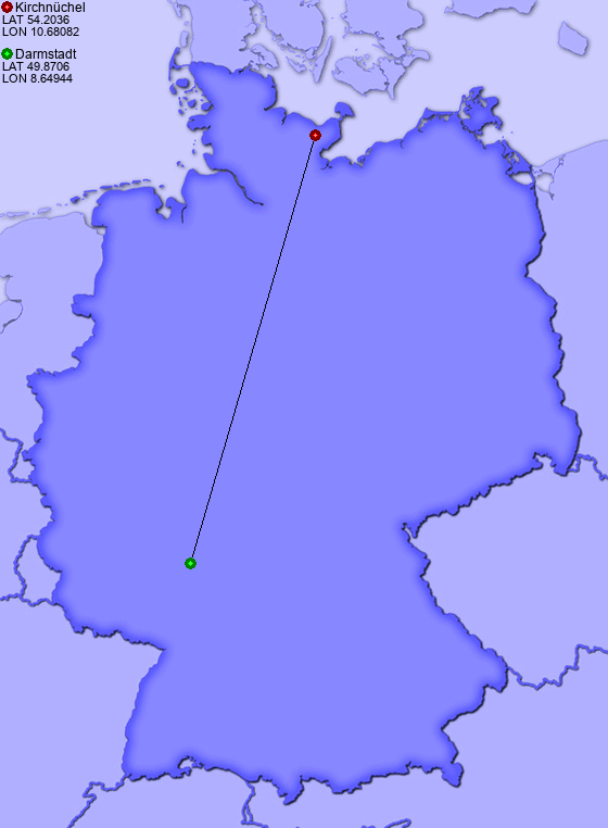 Distance from Kirchnüchel to Darmstadt