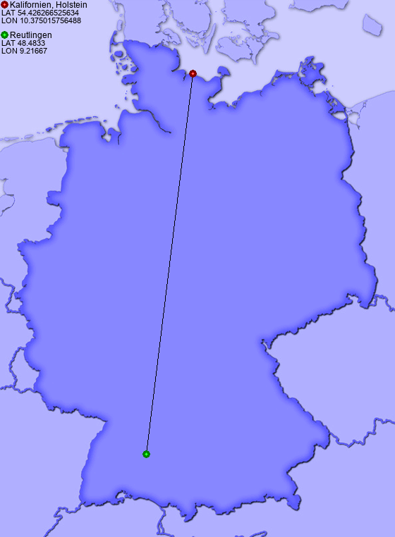 Distance from Kalifornien, Holstein to Reutlingen