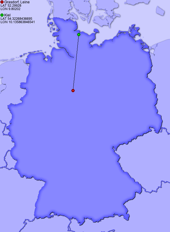 Distance from Grasdorf, Leine to Kiel