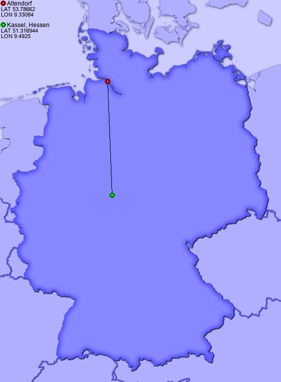 Distance from Altendorf to Kassel, Hessen