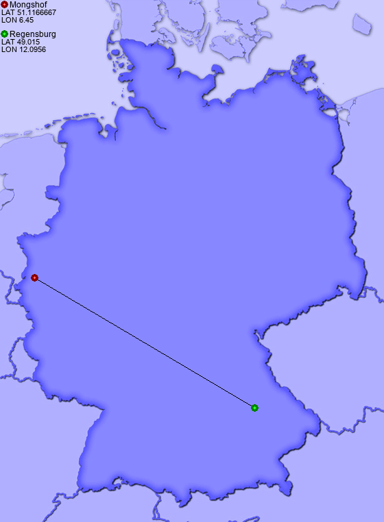 Distance from Mongshof to Regensburg