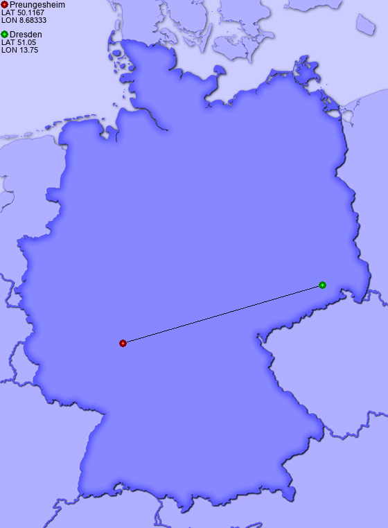 Distance from Preungesheim to Dresden