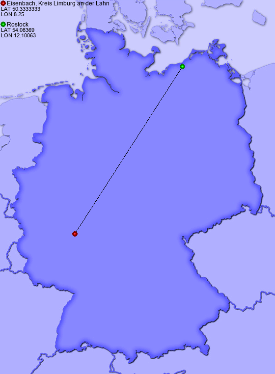 Distance from Eisenbach, Kreis Limburg an der Lahn to Rostock