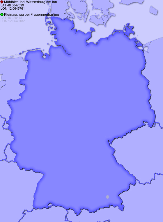 Distance from Mühlbichl bei Wasserburg am Inn to Kleinaschau bei Frauenneuharting