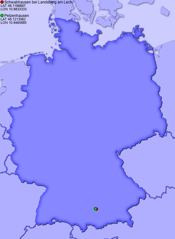 Distance from Schwabhausen bei Landsberg am Lech to Petzenhausen
