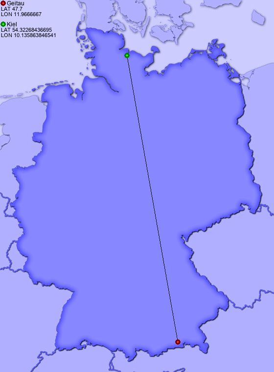 Distance from Geitau to Kiel
