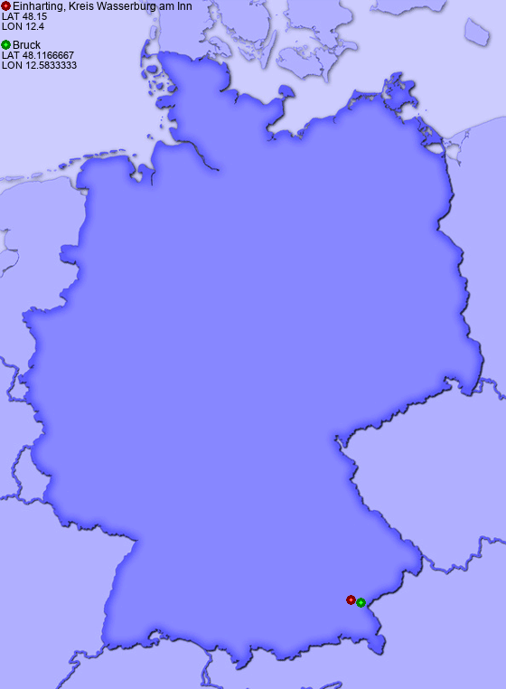 Distance from Einharting, Kreis Wasserburg am Inn to Bruck