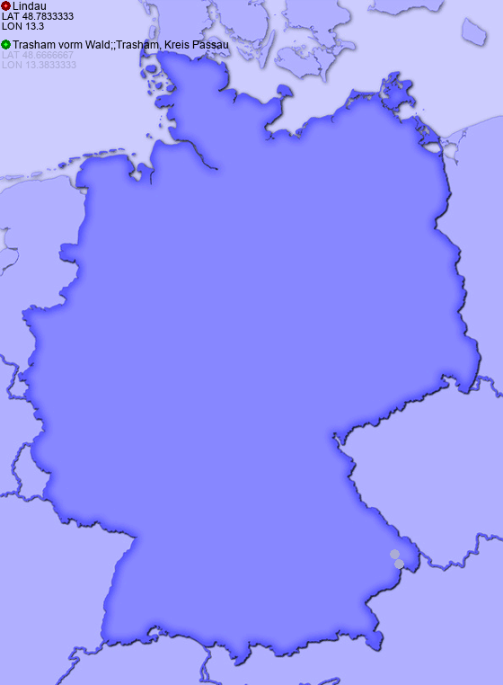 Distance from Lindau to Trasham vorm Wald;;Trasham, Kreis Passau