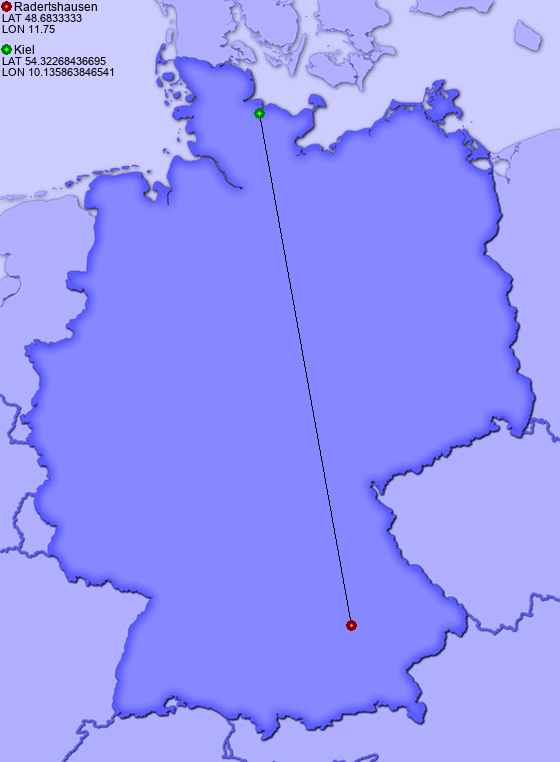 Distance from Radertshausen to Kiel
