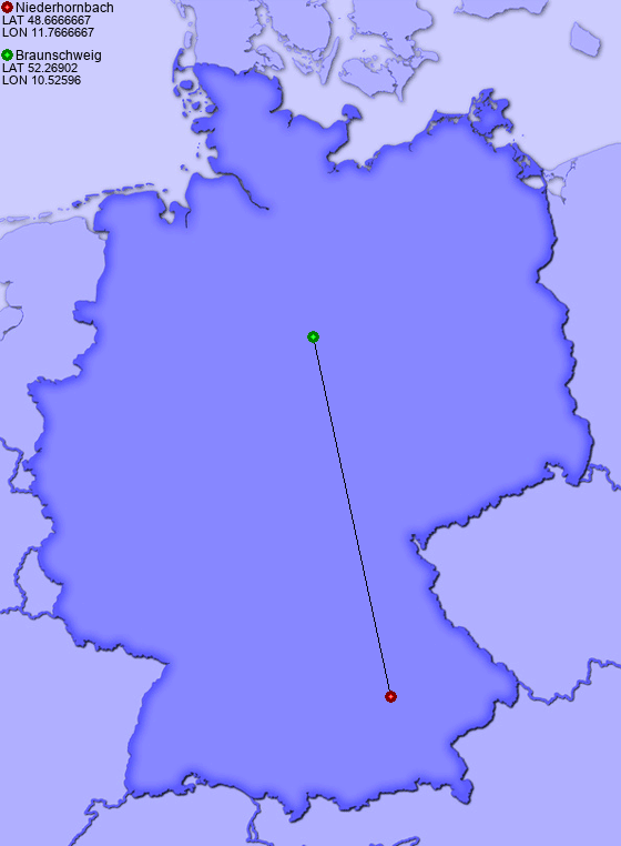 Distance from Niederhornbach to Braunschweig