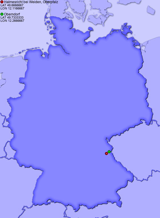 Distance from Halmesricht bei Weiden, Oberpfalz to Oberndorf