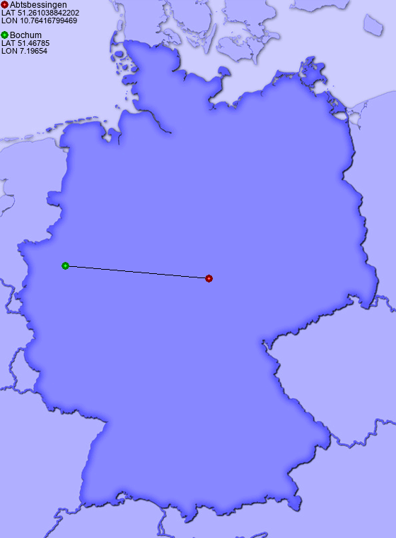 Distance from Abtsbessingen to Bochum