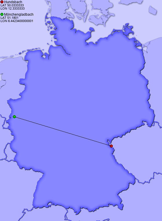 Distance from Hundsbach to Mönchengladbach