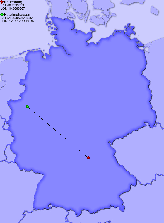 Distance from Neuenbürg to Recklinghausen