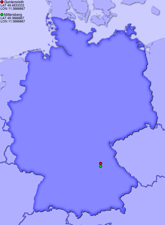 Distance from Guntersrieth to Mittersberg