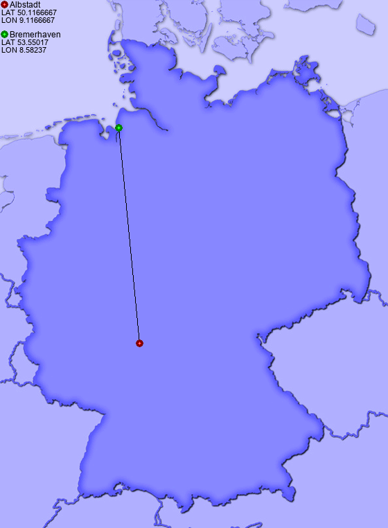 Distance from Albstadt to Bremerhaven