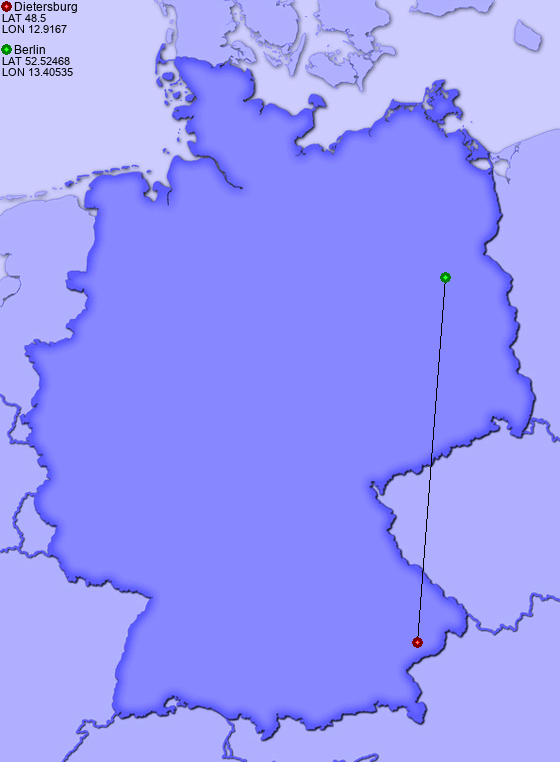 Distance from Dietersburg to Berlin
