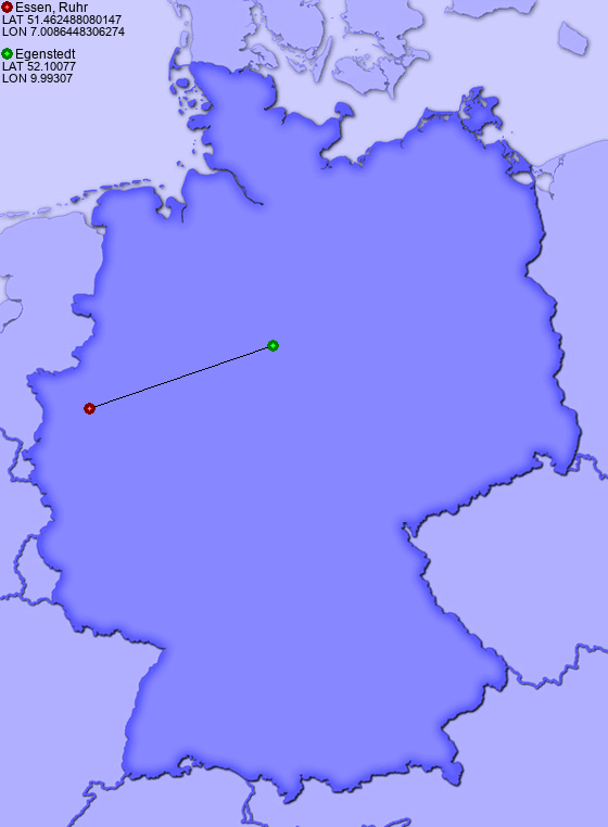 Distance from Essen, Ruhr to Egenstedt