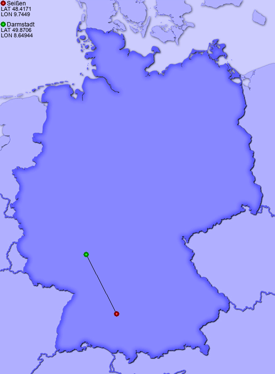 Distance from Seißen to Darmstadt