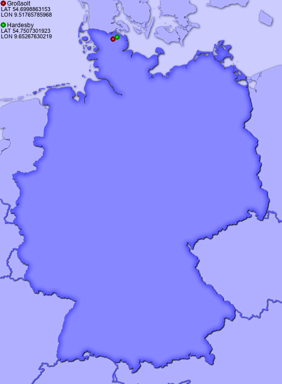 Distance from Großsolt to Hardesby