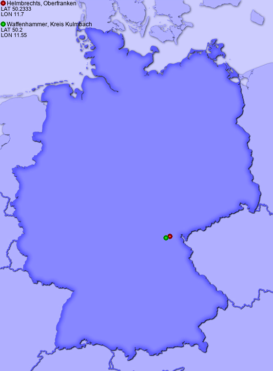 Distance from Helmbrechts, Oberfranken to Waffenhammer, Kreis Kulmbach