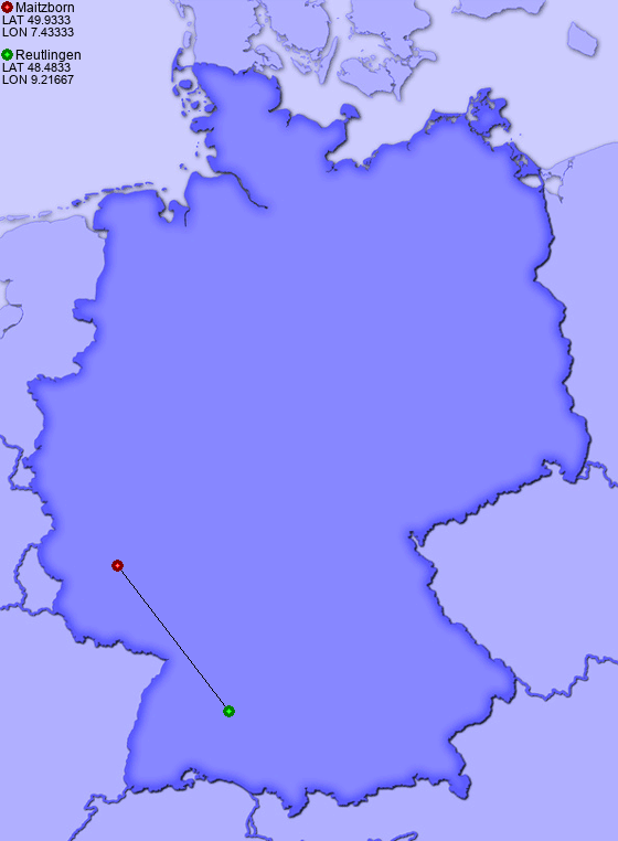 Distance from Maitzborn to Reutlingen