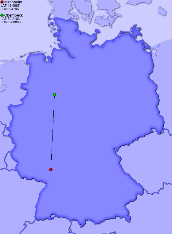 Distance from Mannheim to Obernbeck