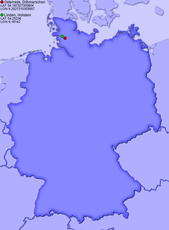 Distance from Osterrade, Dithmarschen to Linden, Holstein