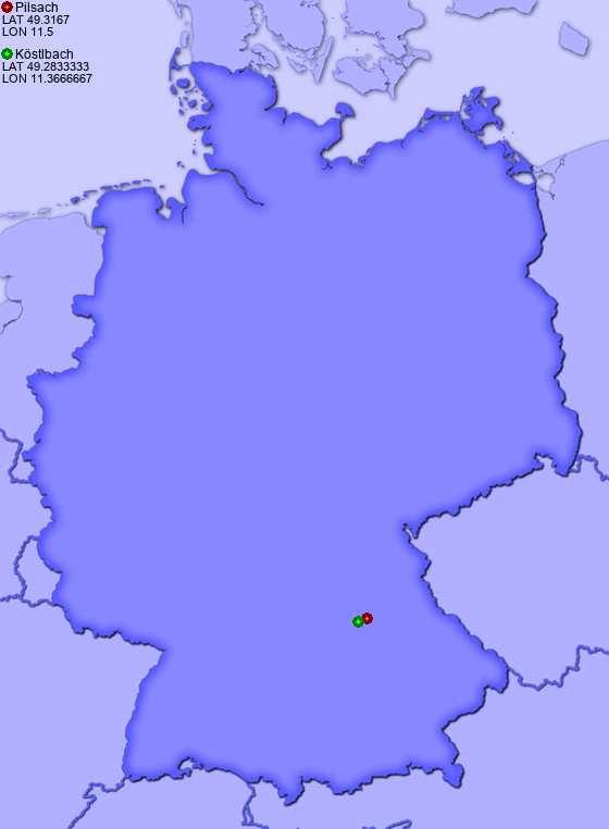 Distance from Pilsach to Köstlbach