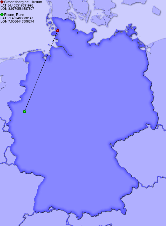 Distance from Simonsberg bei Husum to Essen, Ruhr