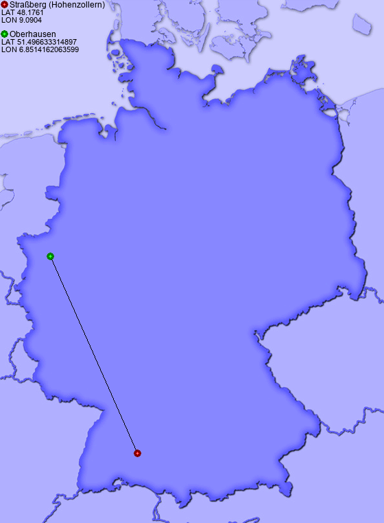 Distance from Straßberg (Hohenzollern) to Oberhausen