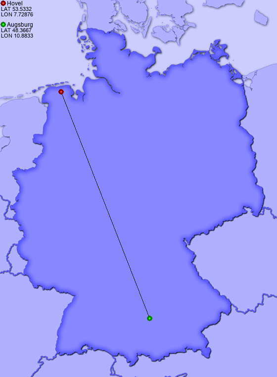 Distance from Hovel to Augsburg