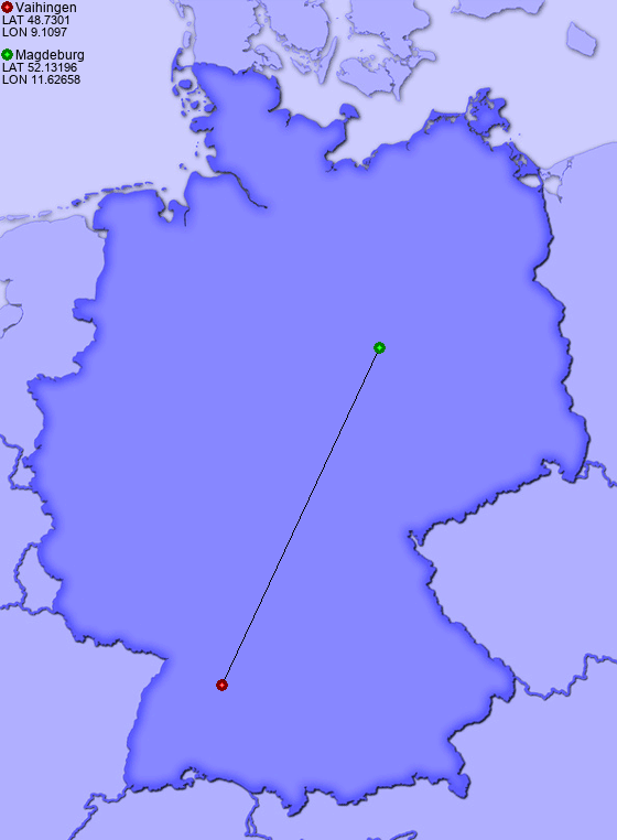 Distance from Vaihingen to Magdeburg