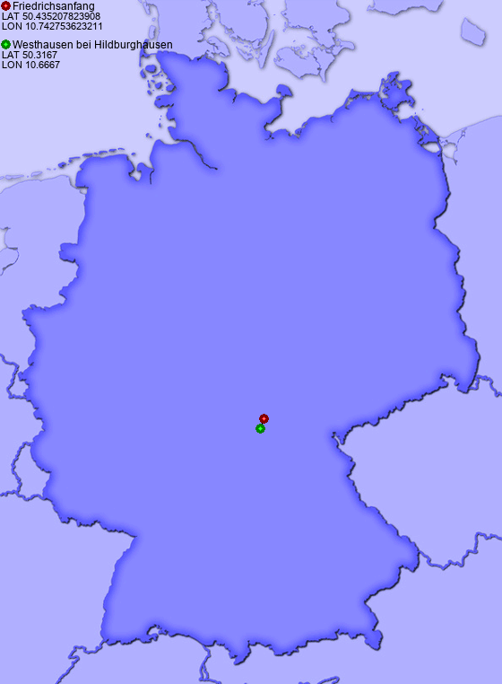 Distance from Friedrichsanfang to Westhausen bei Hildburghausen
