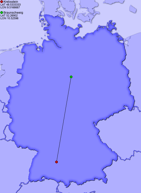 Distance from Krebsstein to Braunschweig
