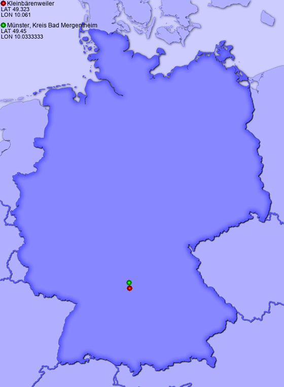 Distance from Kleinbärenweiler to Münster, Kreis Bad Mergentheim