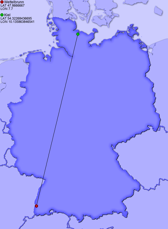 Distance from Wettelbrunn to Kiel