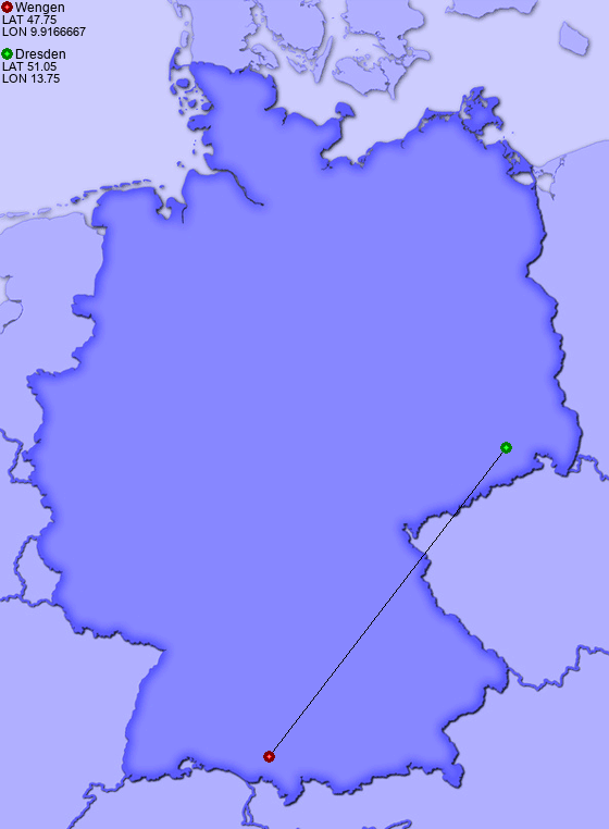 Distance from Wengen to Dresden