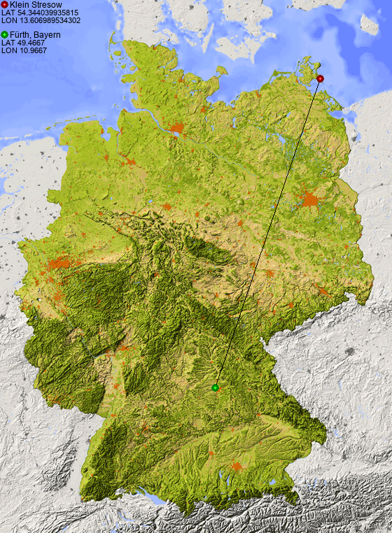 Distance from Klein Stresow to Fürth, Bayern