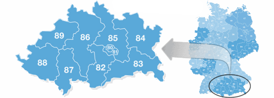 Postal codes 86... in Germany - Places-in-Germany.com